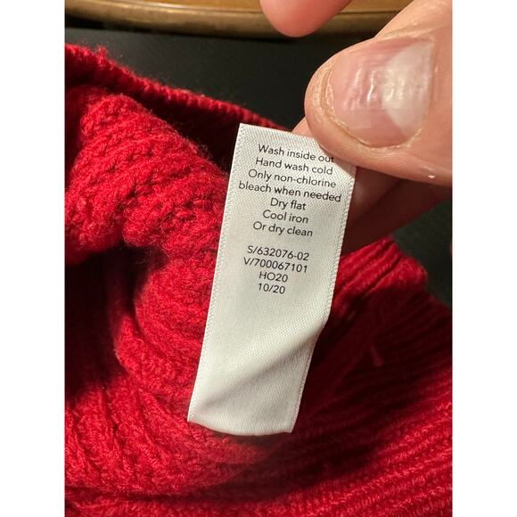 Athleta Cascades Crew Sweater Red Chunky Knit Wool Blend Size Large - Picture 8 of 12